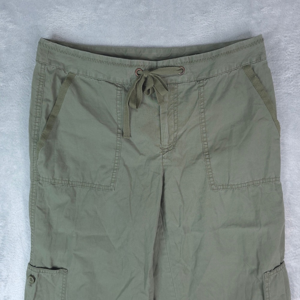 Liz Claiborne Lizwear Cargo Pants Women 10 Olive Green Utility Cropped Y2K - Picture 3 of 11